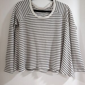 We The Free Black and White Striped Long Sleeve Top